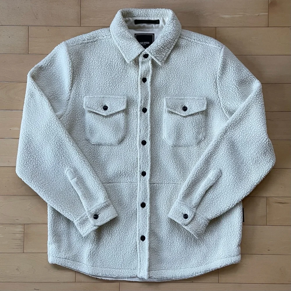 Todd Snyder Polartec Sherpa Overshirt in Ivory - Picture 1 of 7